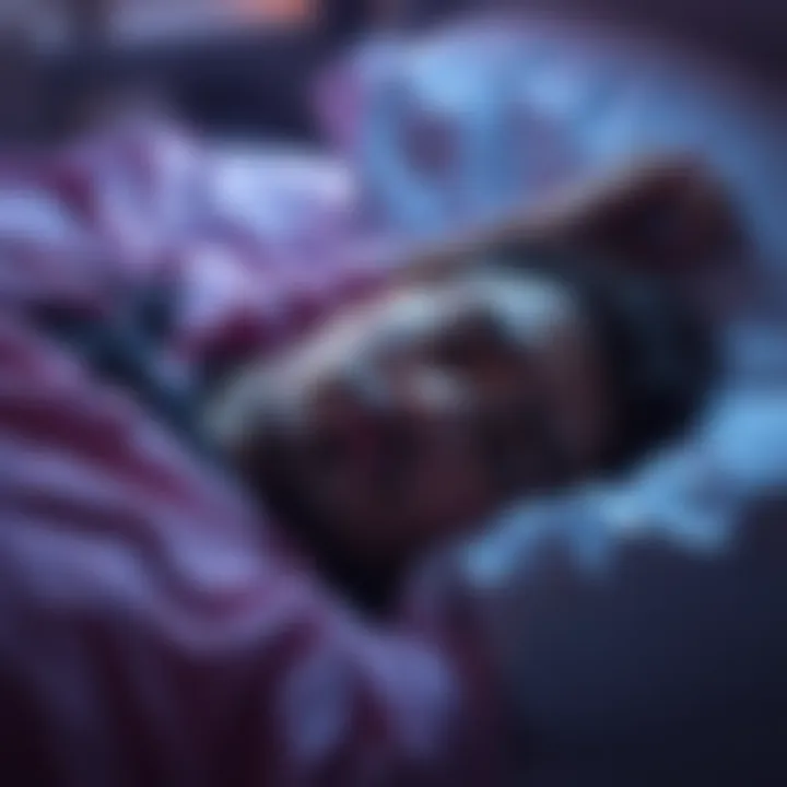 A person lying in bed with a worried expression, representing sleep paralysis and associated headaches