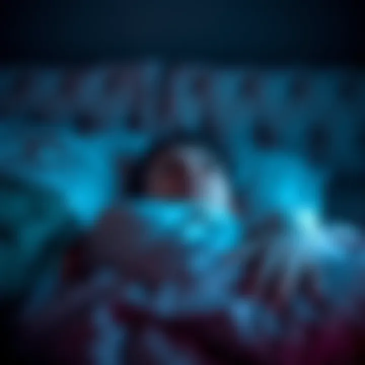 A person lying in bed, eyes wide open, appearing anxious and unable to move, symbolizing the experience of sleep paralysis.