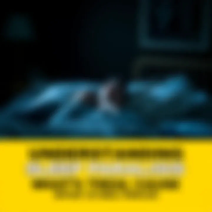 Person experiencing sleep paralysis A person lying in bed with a frightened expression, unable to move, in a dark room
