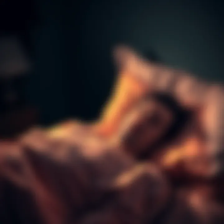 A person lying in bed with a worried expression, unable to move while a shadowy figure looms nearby, illustrating the concept of sleep paralysis and lucid dreaming.