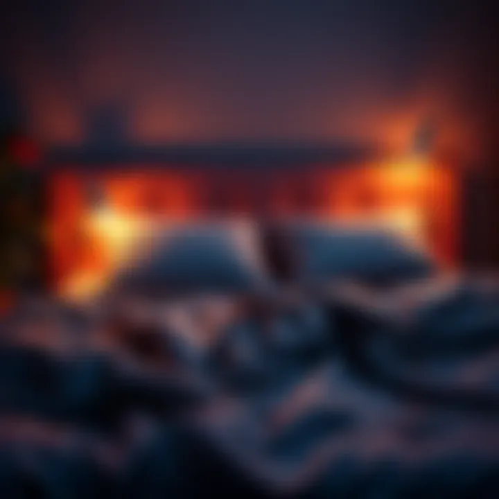 A cozy bedroom setup with soft pillows, a warm blanket, and dim lighting, creating a peaceful atmosphere for sleep.