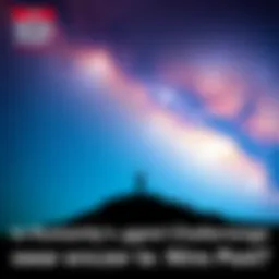 A tiny person standing on a hill, looking up at a star-filled sky, symbolizing humanity's perception of insignificance in the universe