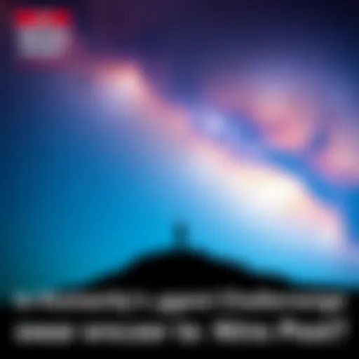 A tiny person standing on a hill, looking up at a star-filled sky, symbolizing humanity's perception of insignificance in the universe