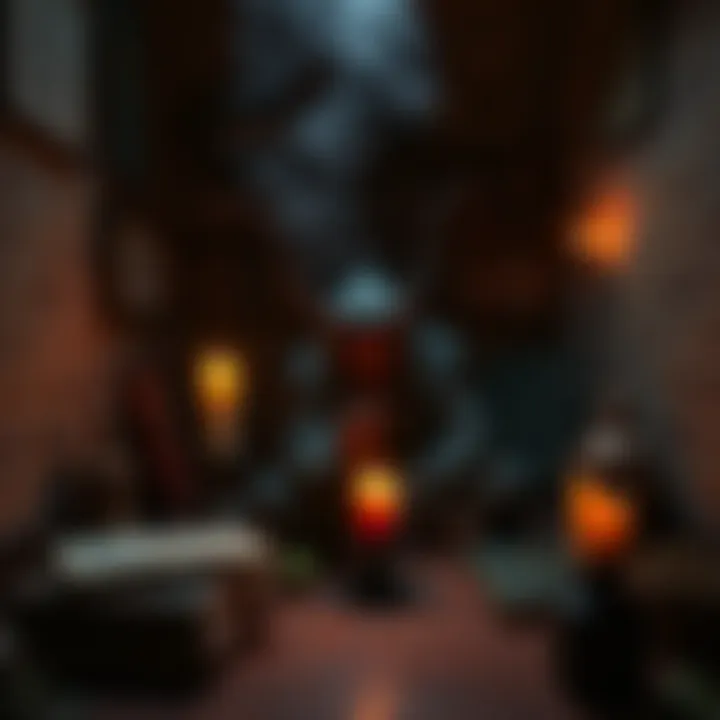 A person using a candle and incense to summon a demon in a small room without a magic circle, surrounded by books and herbs.