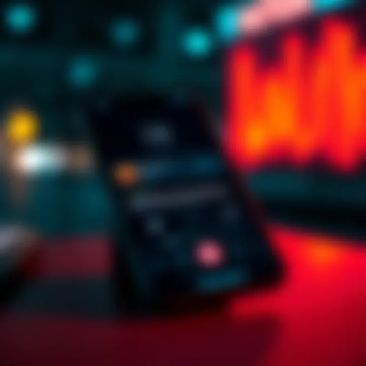 Smartphone Playing Custom Audio Notifications A smartphone screen displaying a notification with custom audio settings, showing a clock and sound icons.