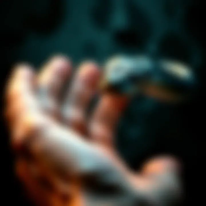 A hand with a snake biting it, symbolizing dreams and fears