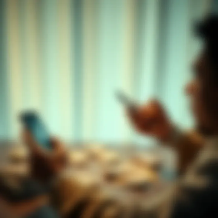 Person considering Snapchat removal Individual looking at their phone, contemplating whether to remove a contact from Snapchat, with emotional cards spread out on a table nearby