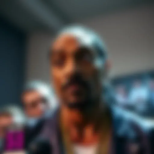 Snoop Dogg looking puzzled during a media event, contemplating recent allegations