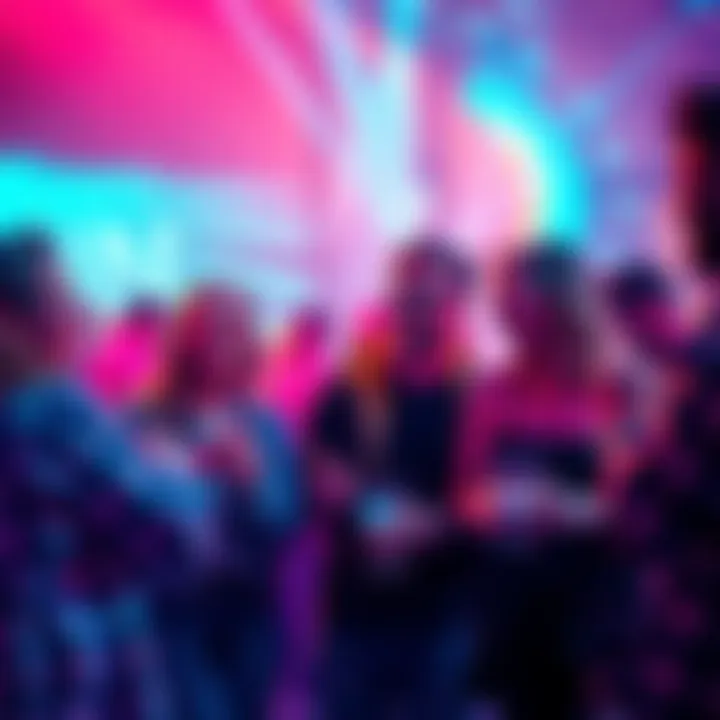 A lively group of friends enjoying a vibrant social event, laughing and connecting with one another.