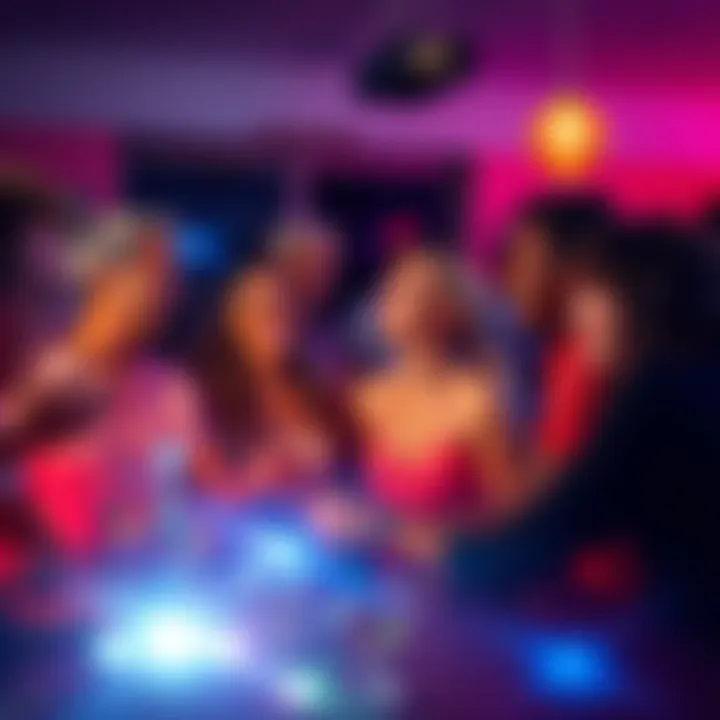 A lively group of friends laughing and chatting at a party, showcasing vibrant personalities and charm influenced by astrology.