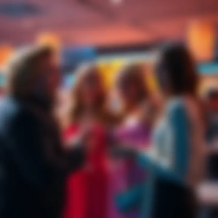 A group of four zodiac signs representing Leo, Virgo, Libra, and Scorpio engage in lively conversation, showcasing their social interactions and dramatic flair.