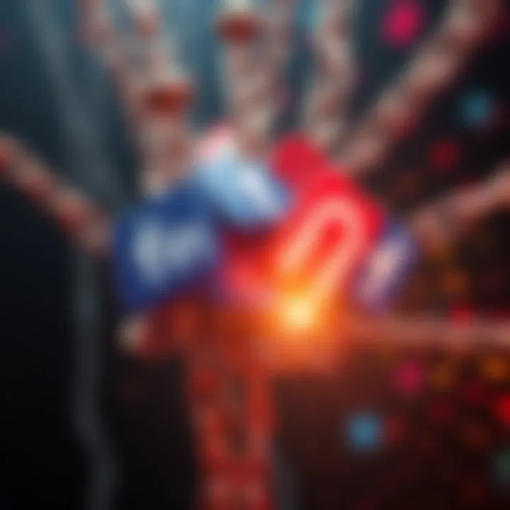 A graphic showing social media icons entwined with chains, representing manipulation and control in online platforms.