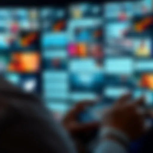 A person scrolling through a Twitter feed filled with AI-generated content and deepfake images