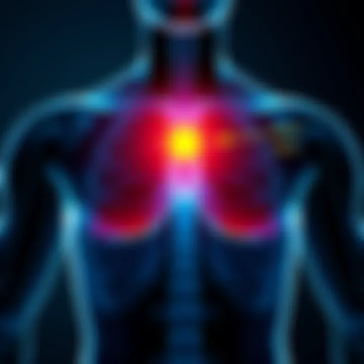 Diagram of Solar Plexus Location A simple diagram showing two points indicating the solar plexus at the sternum's bottom tip and behind the navel, with arrows and labels for clarity.