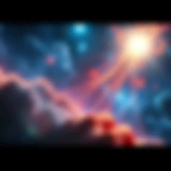 Solar Winds Impact on Technology A surreal night sky filled with swirling solar winds affecting technology like smartphones and computers, highlighting the connection between cosmic events and everyday devices.