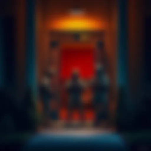 A soldier standing at the entrance of a private home, symbolizing the protection against quartering without consent under the Third Amendment.