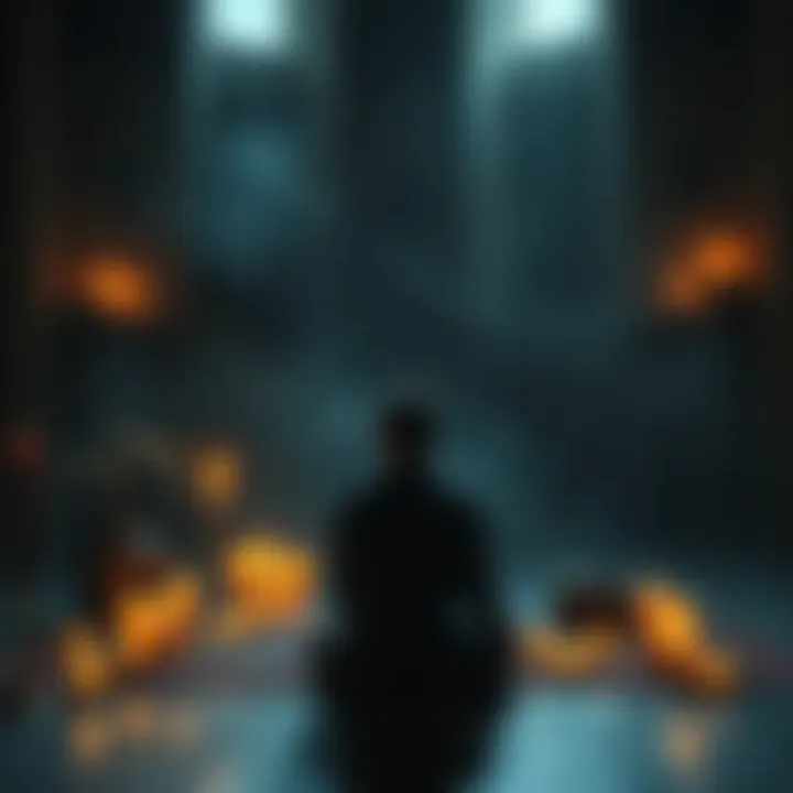 Person exploring spirituality A person sitting alone in a dimly lit room, surrounded by candles and spiritual symbols, reflecting on their spiritual journey.