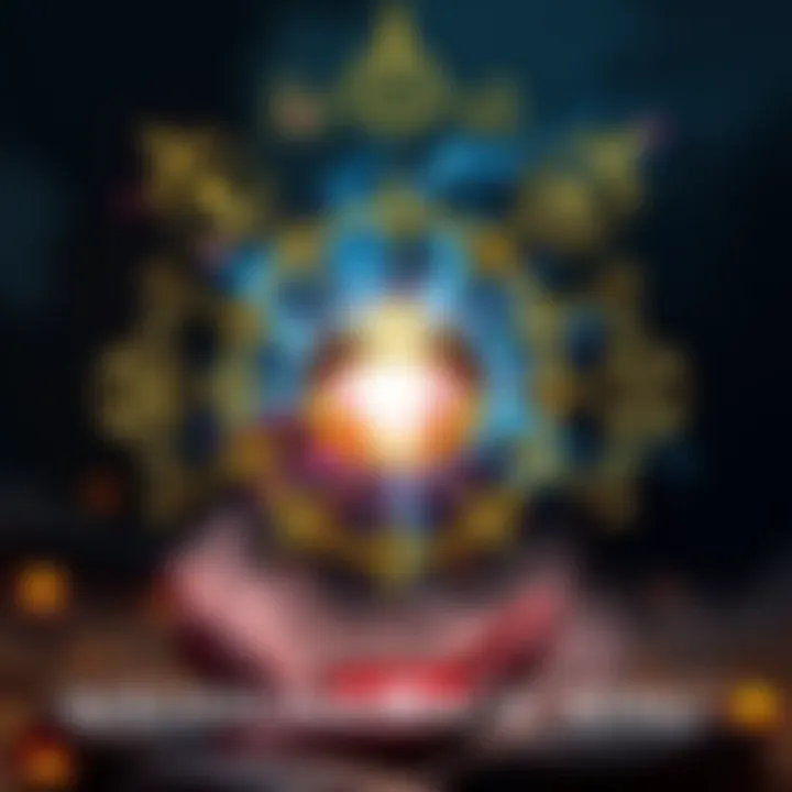 A glowing depiction of Solomon's magic ring surrounded by mystical symbols and light, representing the power to ward off evil spirits.