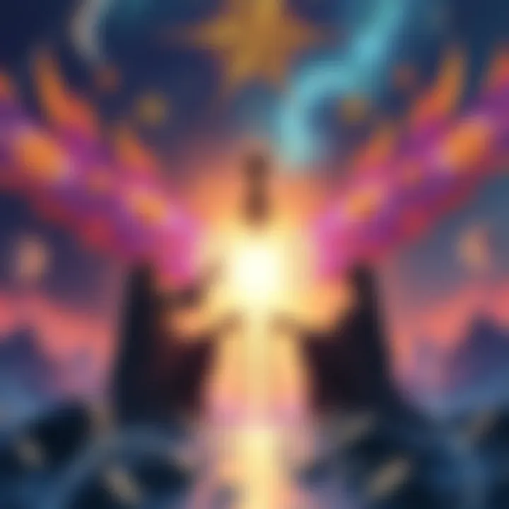 Symbolic representation of Sophia and the Demiurge An illustration showing symbols related to Sophia and the Demiurge, highlighting their cosmic connections and transformation themes.