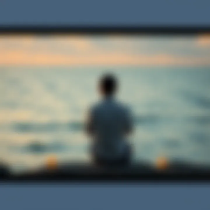 A peaceful scene with a person sitting by the ocean, reflecting silently, symbolizing the deep connection to one's soul.