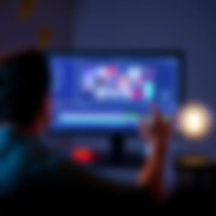 A frustrated person looking at a computer screen with muted video playback, showcasing a video editing software interface