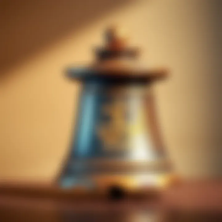 A close-up of a handcrafted bell used for sound cleansing rituals, with a soft light background.