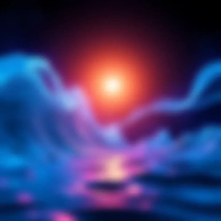 Visual representation of sound waves resonating at 432Hz frequency, promoting harmony and balance.