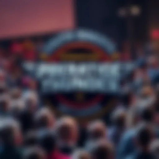 A close-up view of South Dakota's Operation Prairie Thunder logo with a concerned crowd in the background discussing its design.