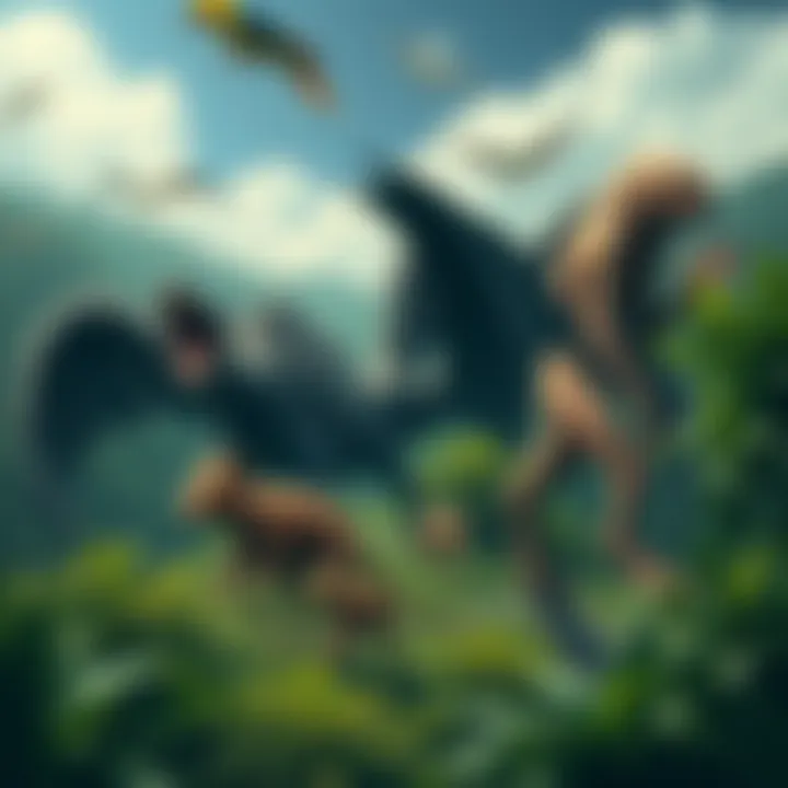 Illustration of Southeast Asian Cryptids A collage featuring various cryptids from Southeast Asia including Cehehe and Gajah Mina among lush tropical scenery.