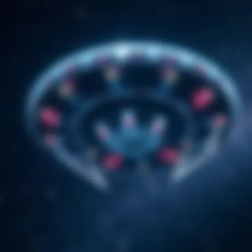 A depiction of a flying saucer that resembles a biological entity, floating in a starry galaxy background.