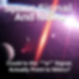 An artistic depiction of a bright signal in space with planets in the background, representing the Wow! Signal and Nibiru.