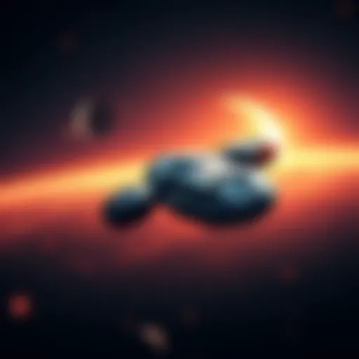 A futuristic spaceship traveling through space, with distant stars and planets in the background, symbolizing the quest for alien contact.