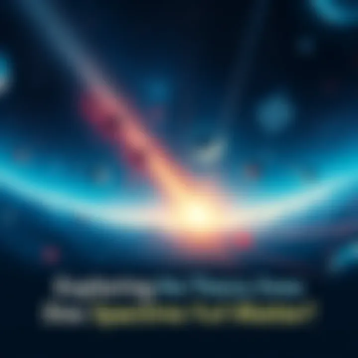 An illustration showing the interaction between spacetime and particles of matter in a cosmic setting.