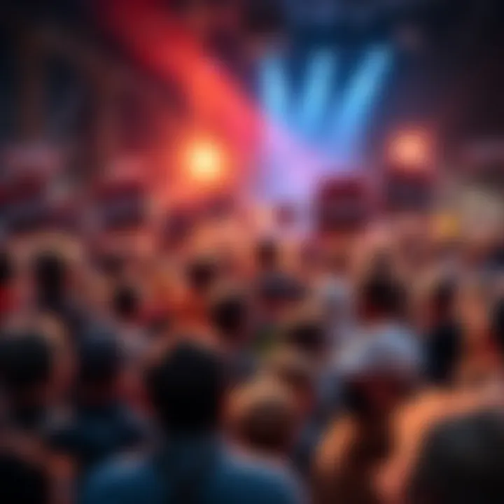 A crowd at a public forum discussing free speech and criticism in democracy, with signs promoting open dialogue.