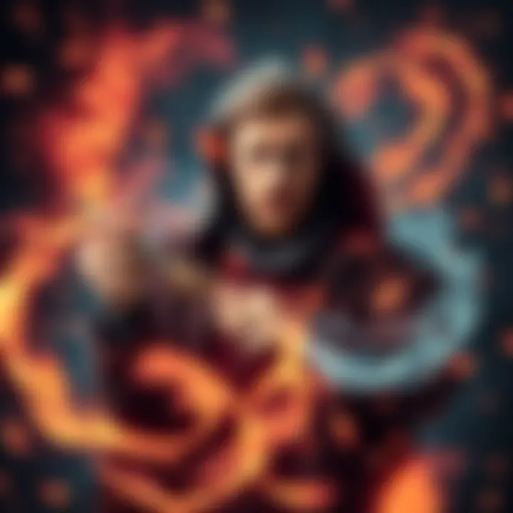 A spellcaster looking confused while holding a wand, surrounded by swirling magical energy that appears to be backfiring, illustrating the effects of misaligned intentions in spellcasting.