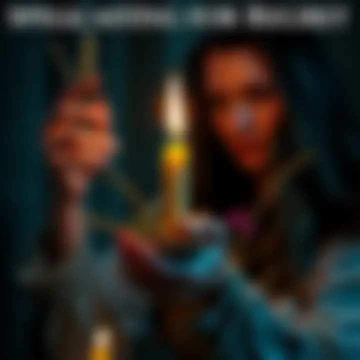 Spellcasting for Regret A person holding a candle and herbs while looking contemplative, symbolizing the use of an obsession spell to evoke regret in a former partner.