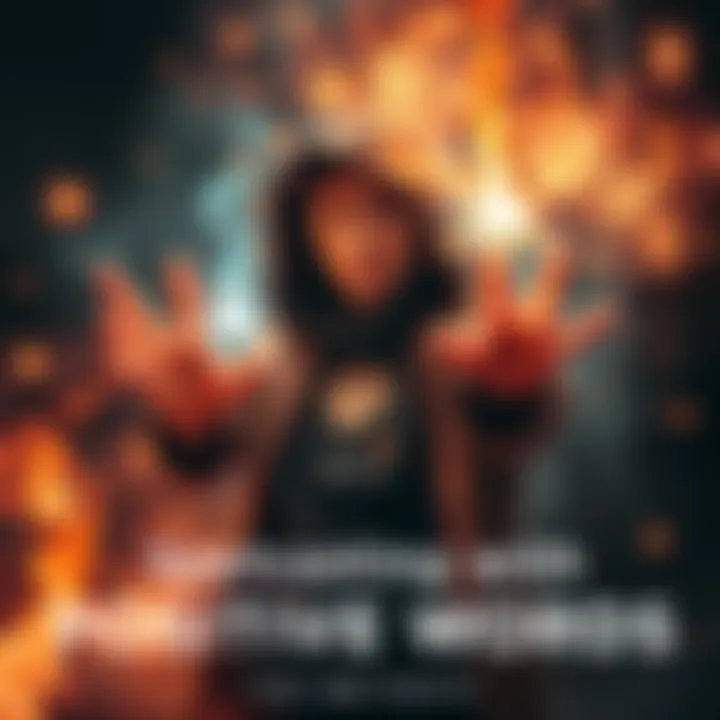 A person casting spells using positive affirmations, surrounded by glowing symbols and energy.