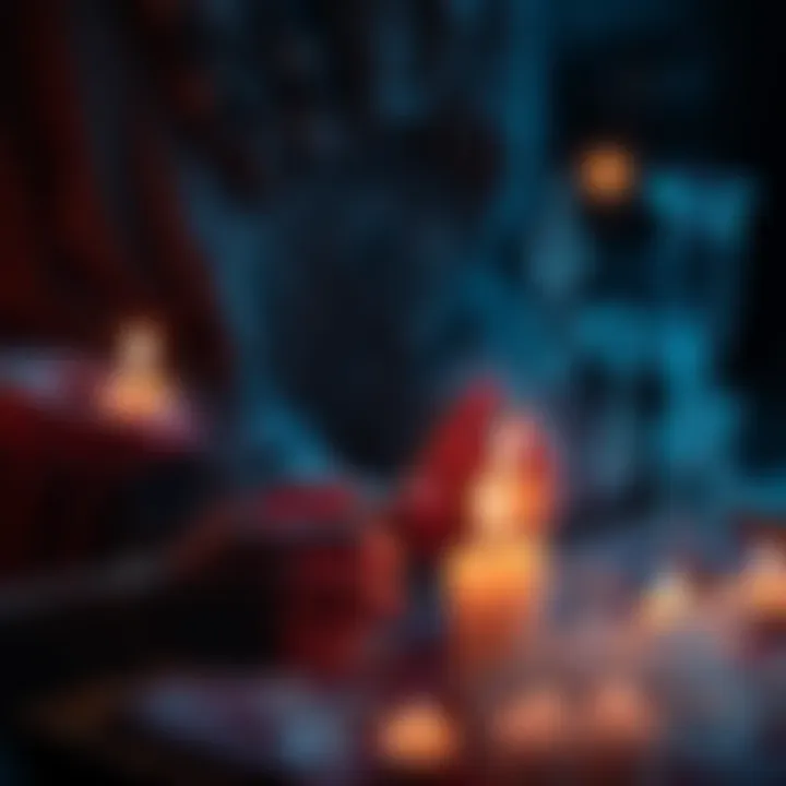 A person casting a spell with candles and crystals to enhance communication with a partner