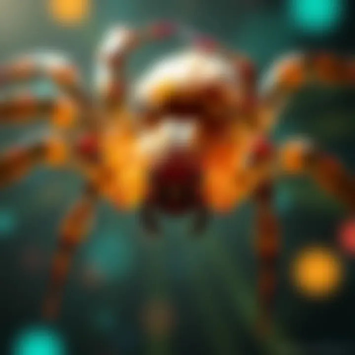Spider Bite Dream A close-up of a glowing spider in a dreamlike setting, symbolizing the connection between past lives and modern experiences.