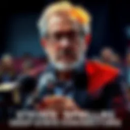 Steven Spielberg at a press conference, addressing rumors about his ties to deep state contractors