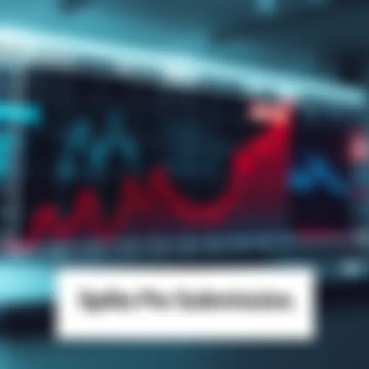 A graph showing a sudden spike in online submissions, with lines sharply rising, suggesting increased activity in user boards.