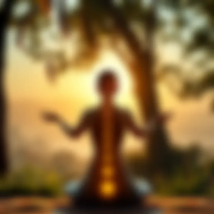 A person practicing yoga with a straight spine, surrounded by calming nature, illustrating the connection between body and mind