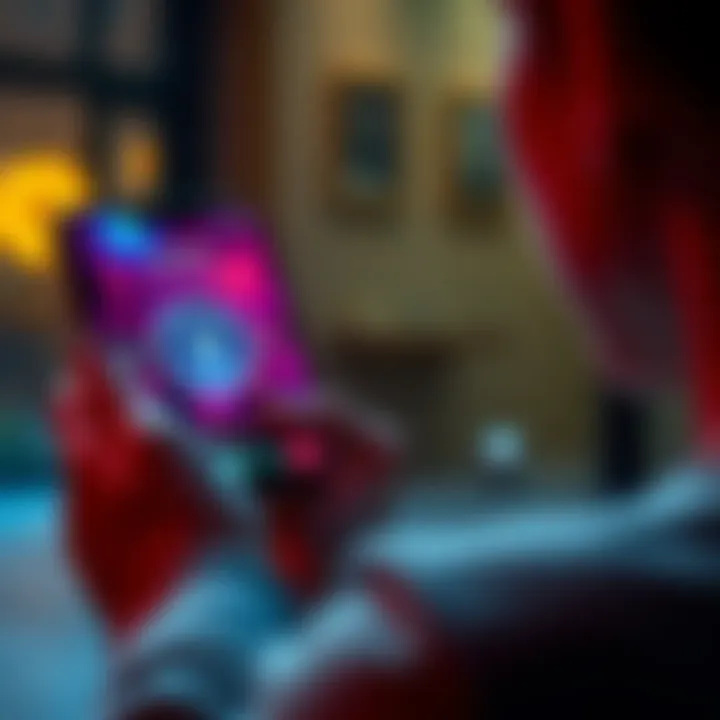 A smartphone displaying spirit and Alice box app interfaces with a user looking at the screen