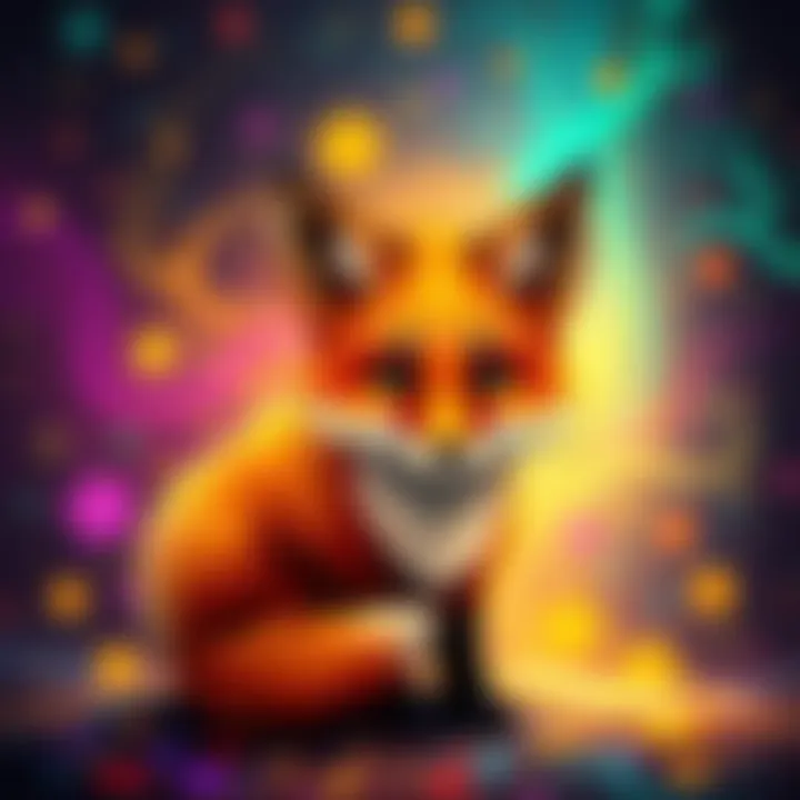 A colorful spirit animal card with an illustrated fox, inviting people to comment for their messages.