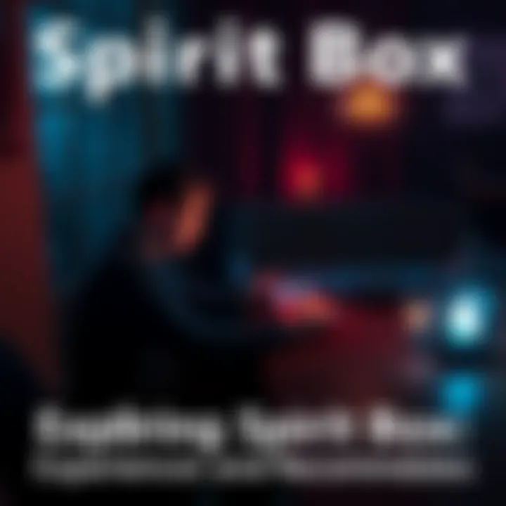 A person sitting at a table with a spirit box and phone app, attempting to make contact with spirits in a dimly lit room.
