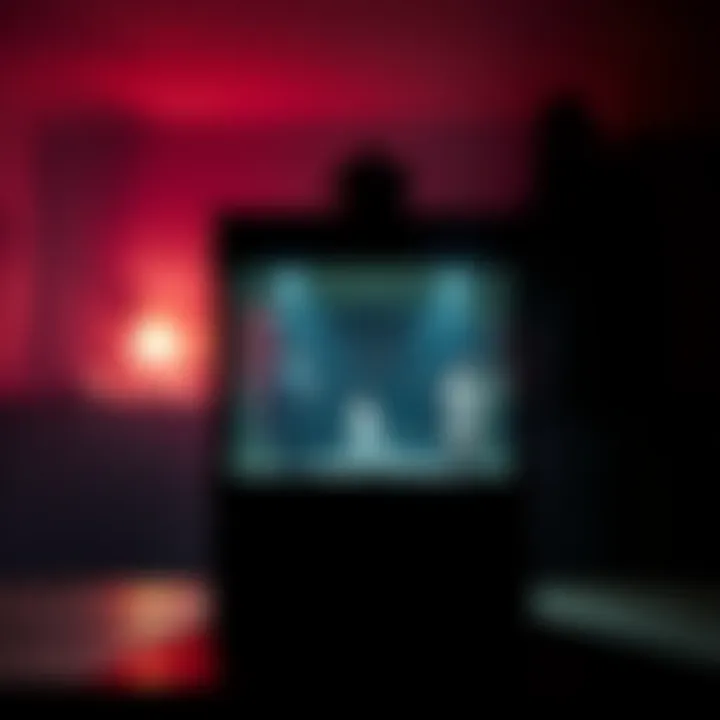 A scene showing a spirit box during a paranormal investigation in Norristown, PA, with shadowy figures in the background.