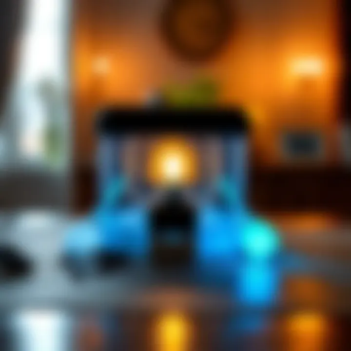 A spirit box and ovilus device placed on a table with a glowing light, symbolizing spiritual connection and communication.