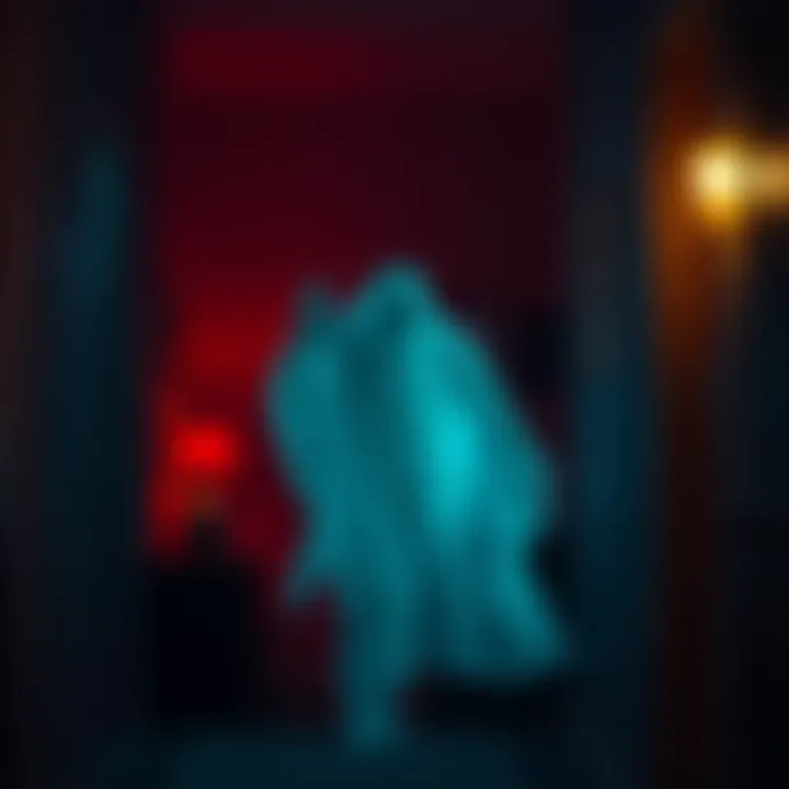 Spirit Misbehaving on Camera A ghostly figure caught acting strangely in a dimly lit room, surprising viewers with its unusual behavior.