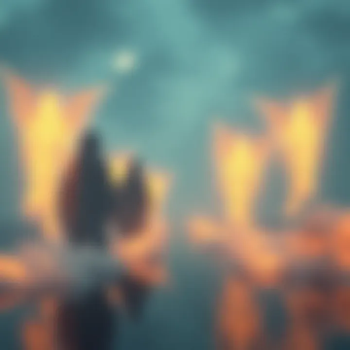 A serene scene depicting ethereal figures gently glowing in a peaceful setting, symbolizing spirits in the afterlife.