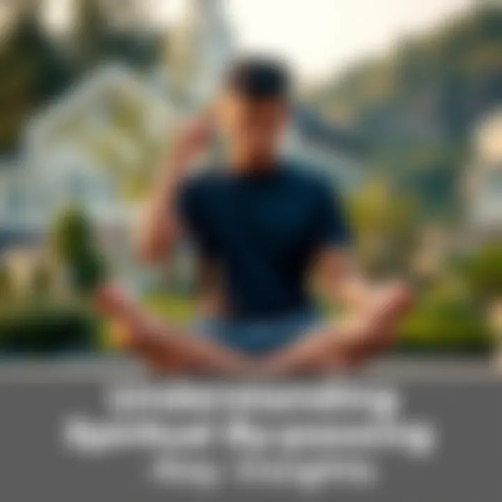A person sitting cross-legged in meditation, showing signs of inner conflict, surrounded by a serene environment.
